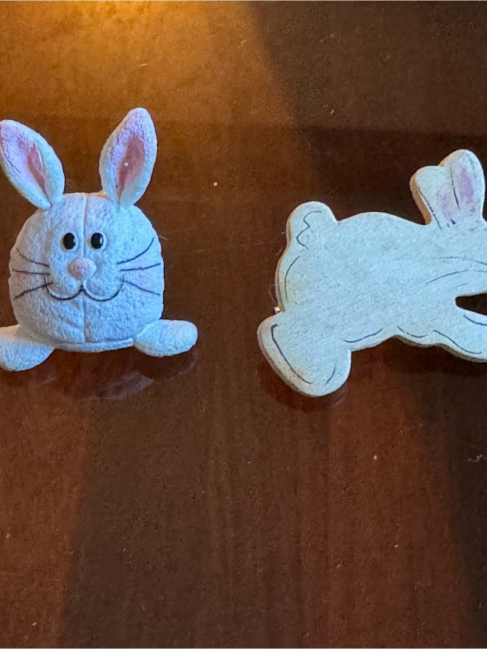 Bunny Pin Brooch Pair‎ Vintage Handcrafted Spring Easter